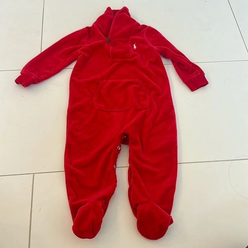 Ralph Lauren velour red jumpsuit baby boy 9m